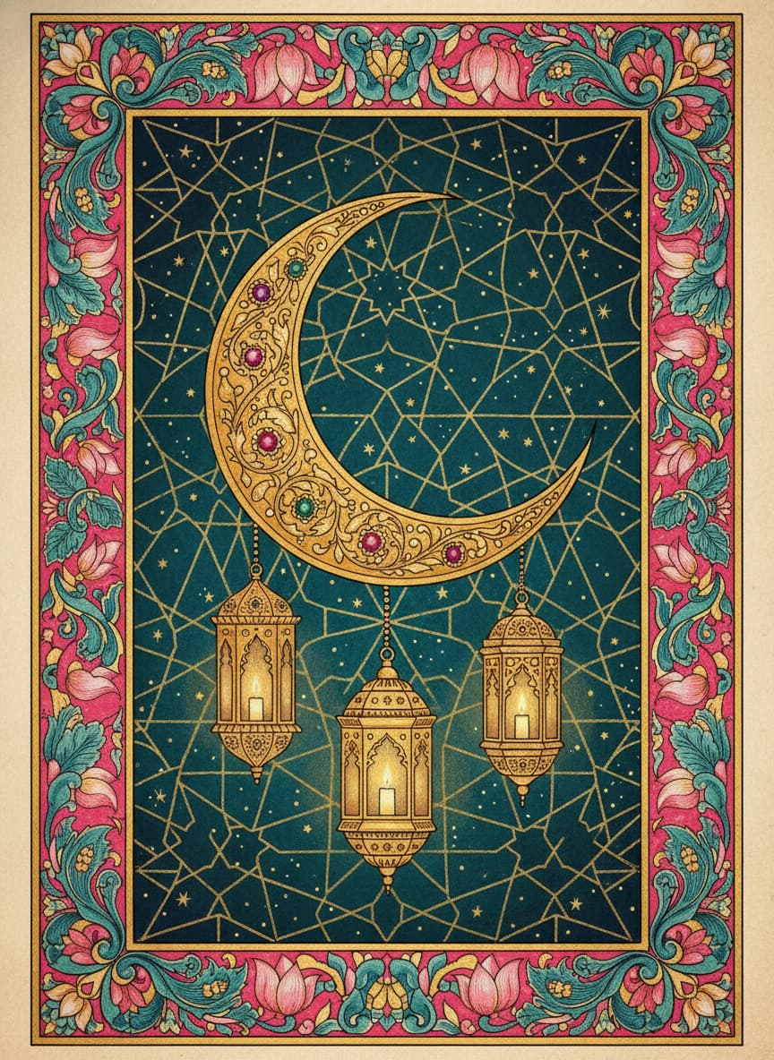 Eid al-Adha — Crescent & Lanterns